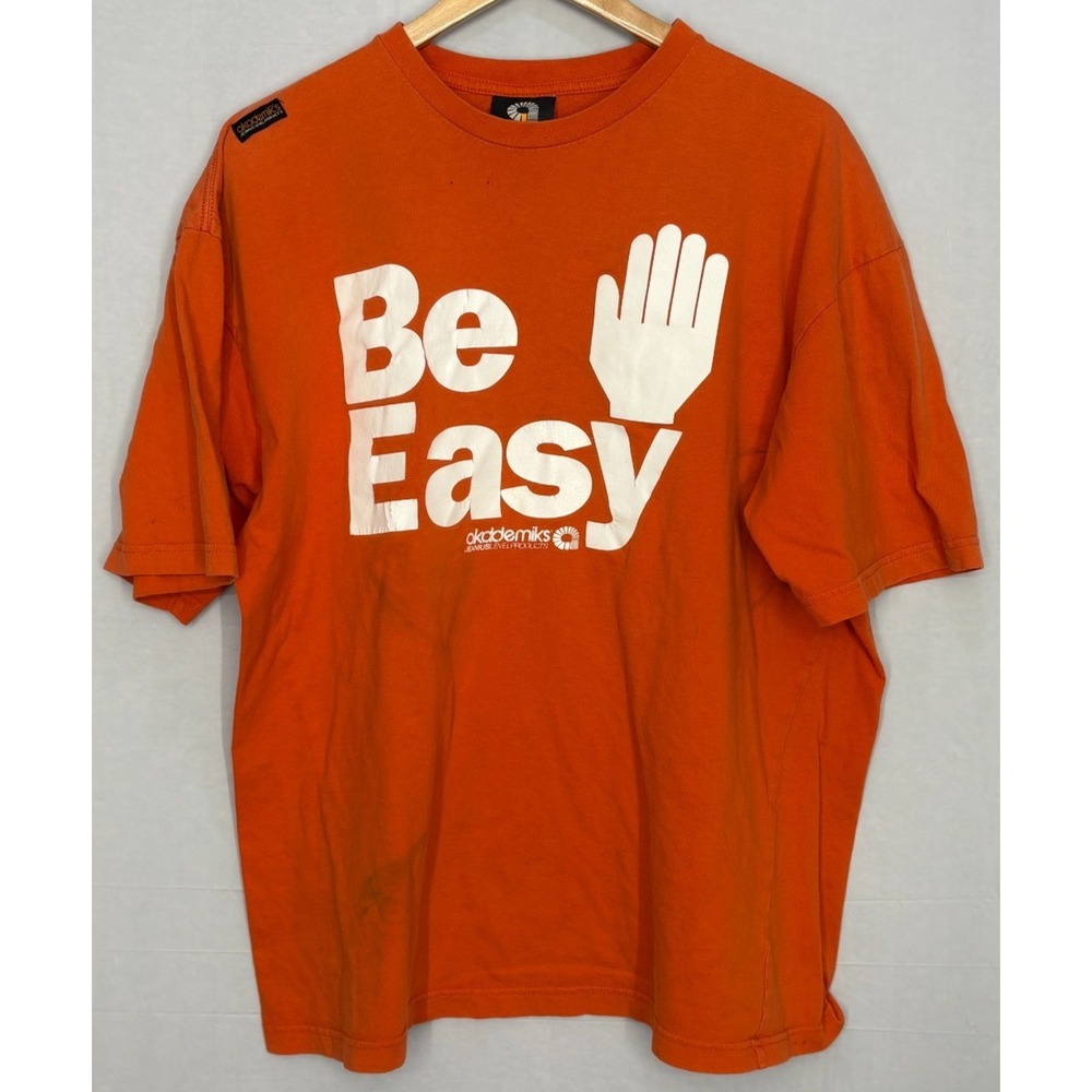 Be Easy T-Shirt Mens Orange Cotton Short Sleeve Crew Neck Graphic XL Akademiks